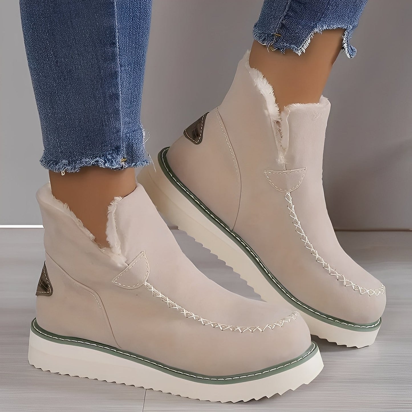 Ashlee - Bottes d'hiver chaudes avec talon compensé pour femmes