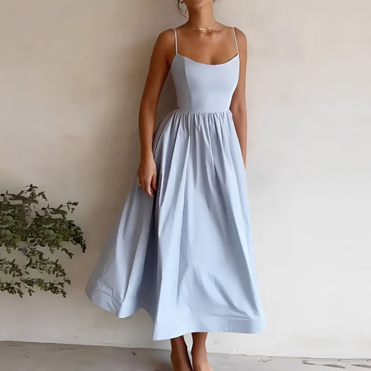 Maddie - Casual mid-length dress with shoulder straps for women