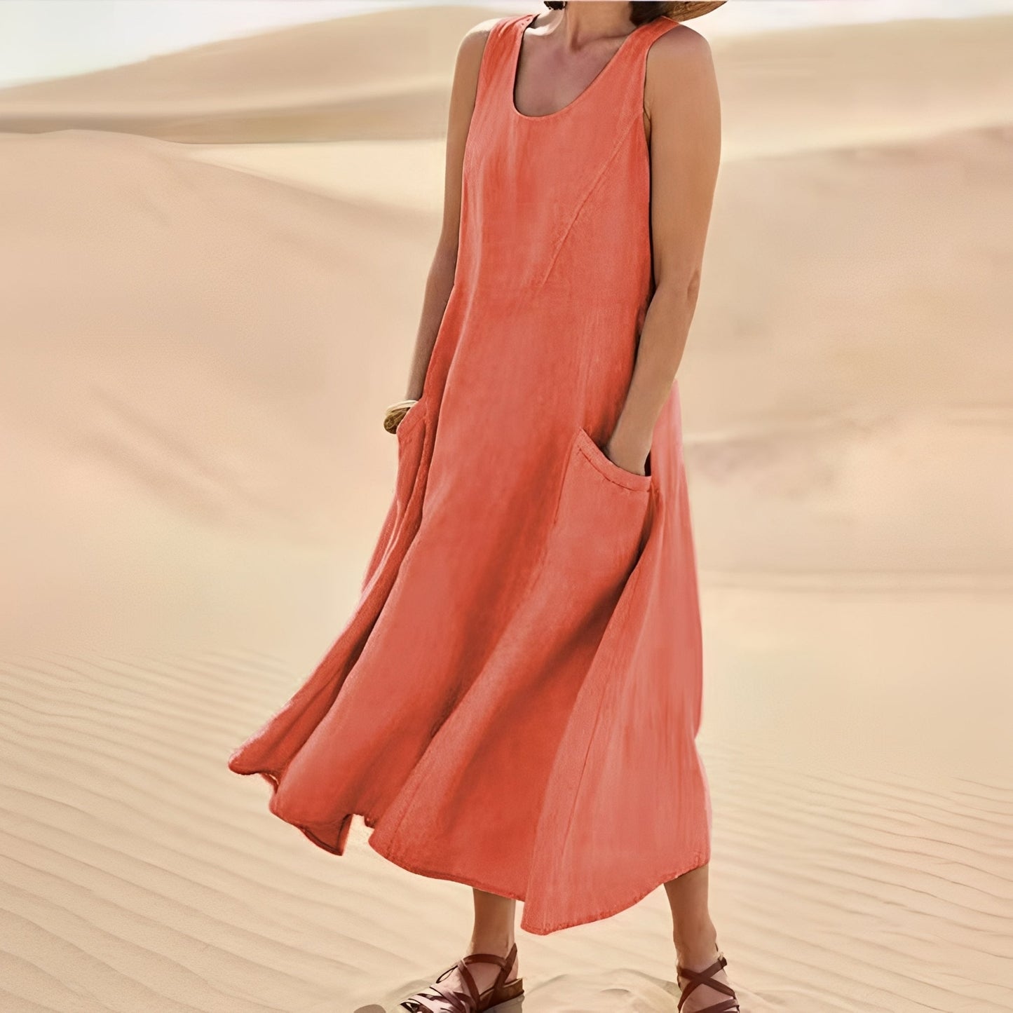 Connie - Robe sans manches décontractée avec poches pour femmes