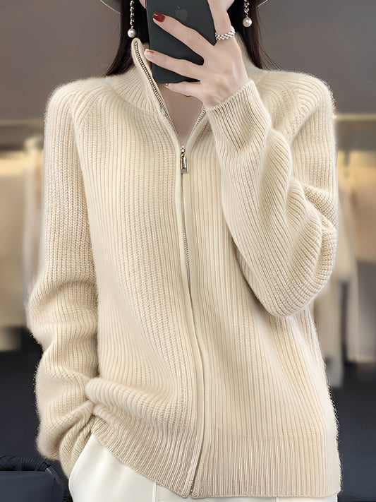 Brylee - Veste en laine contemporaine avec fermeture éclair pour femmes