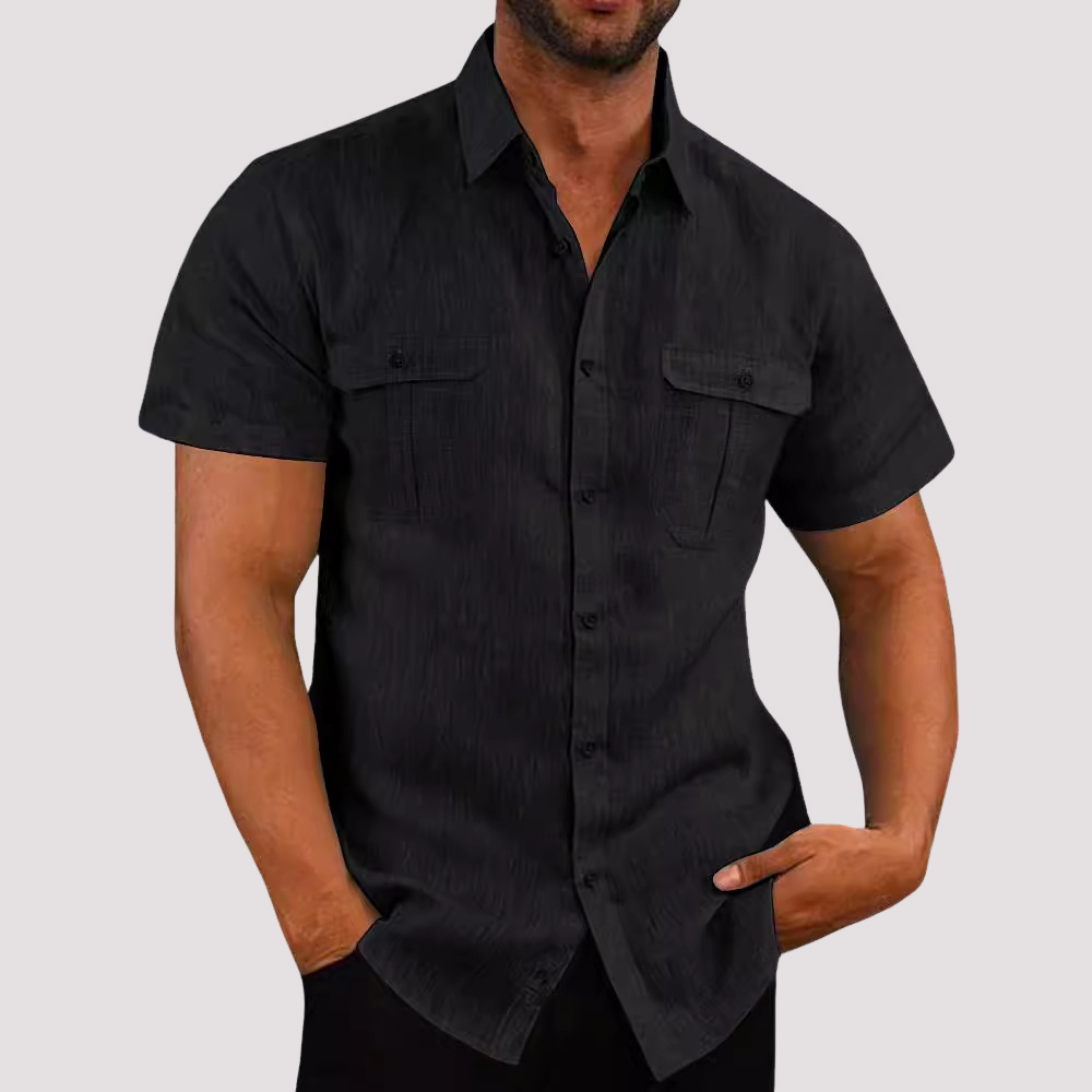 Aaron - Chemise à manches courtes stylée avec patte de boutonnage pour hommes