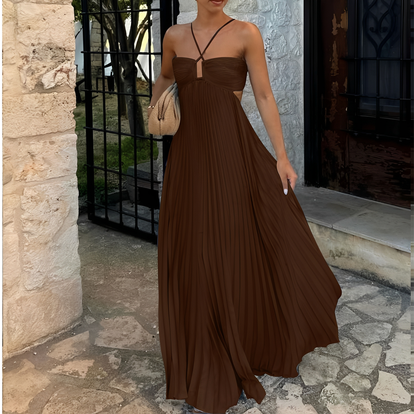 Marnie - Elegant long dress with folds for women