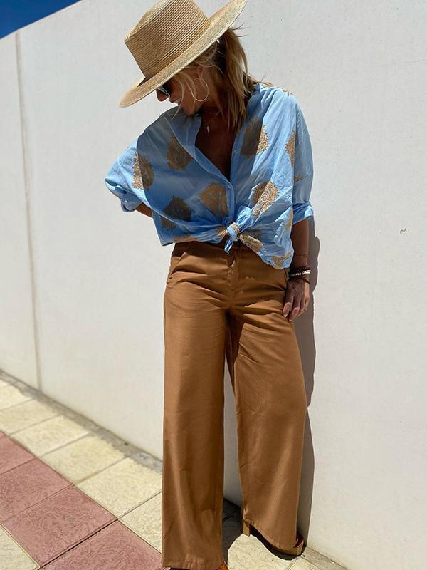 Meghan - Elegante bestickte Bluse mit Knöpfen