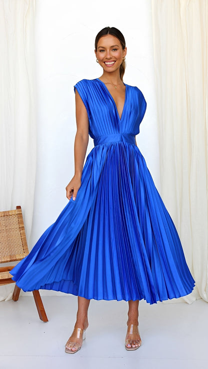 Alexia - Robe midi chic avec décolleté en V pour femmes