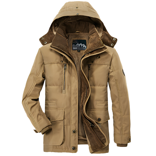 Harold - Warm coat with removable hood for men