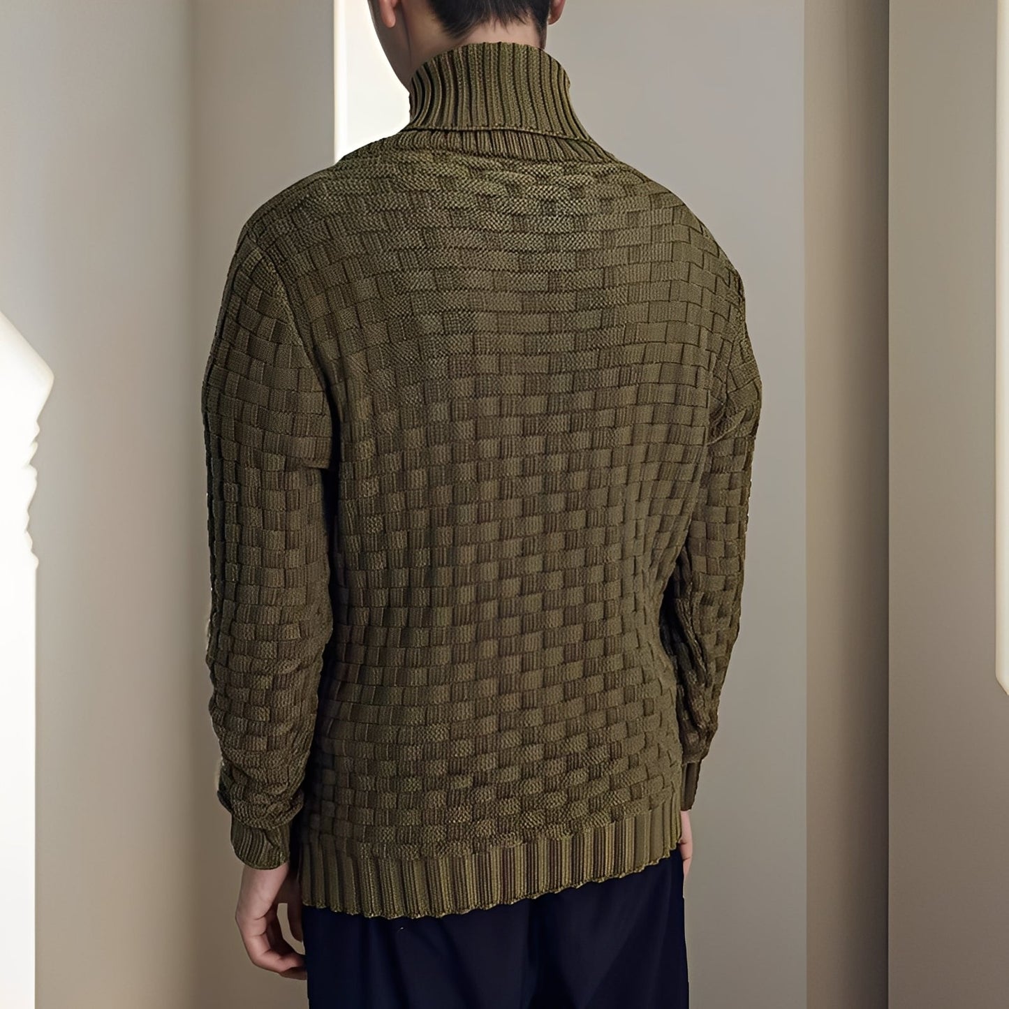 Branson - Pull homme à col montant, style relax