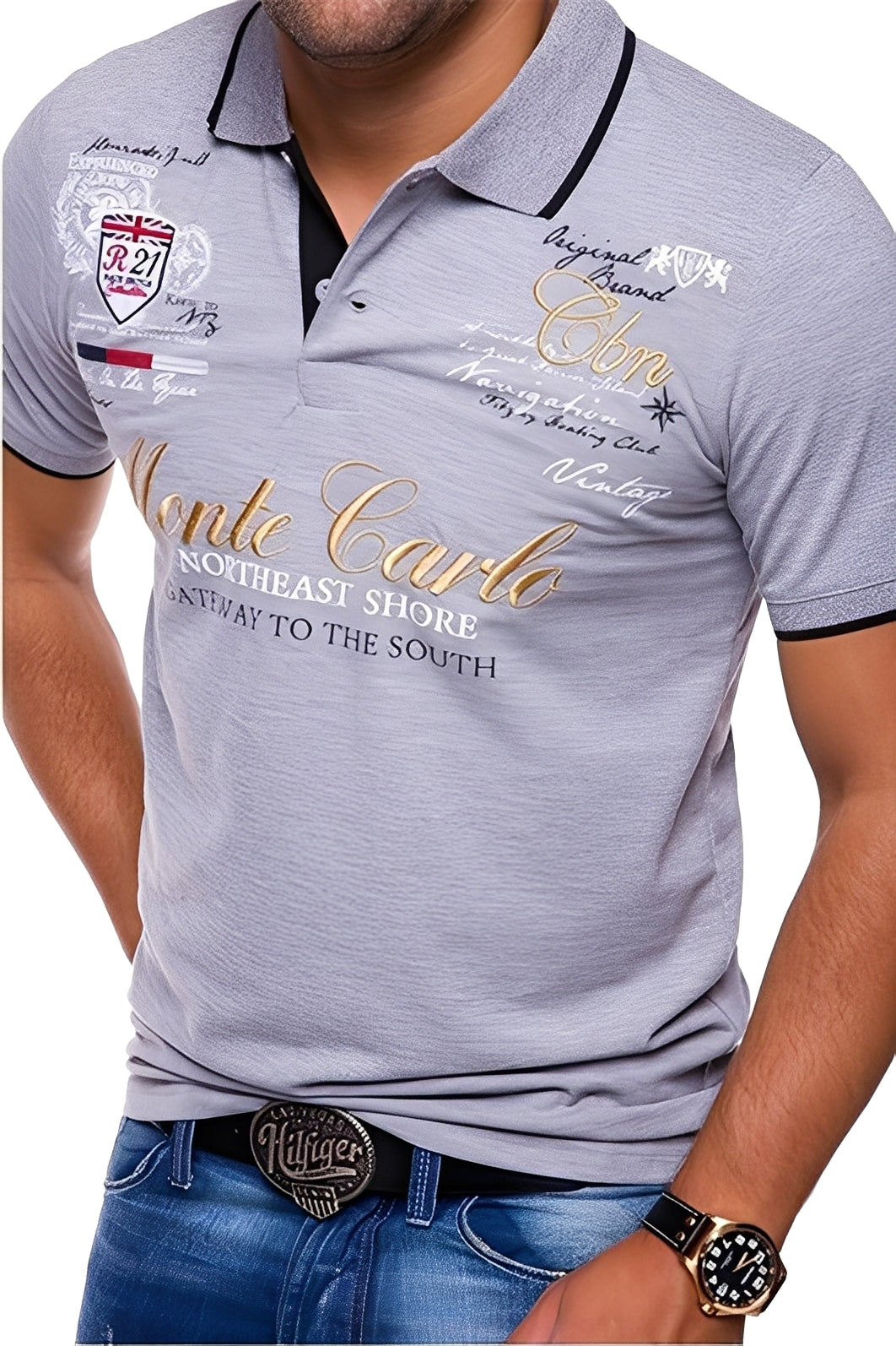 Brent - Polo décontracté avec motif pour hommes