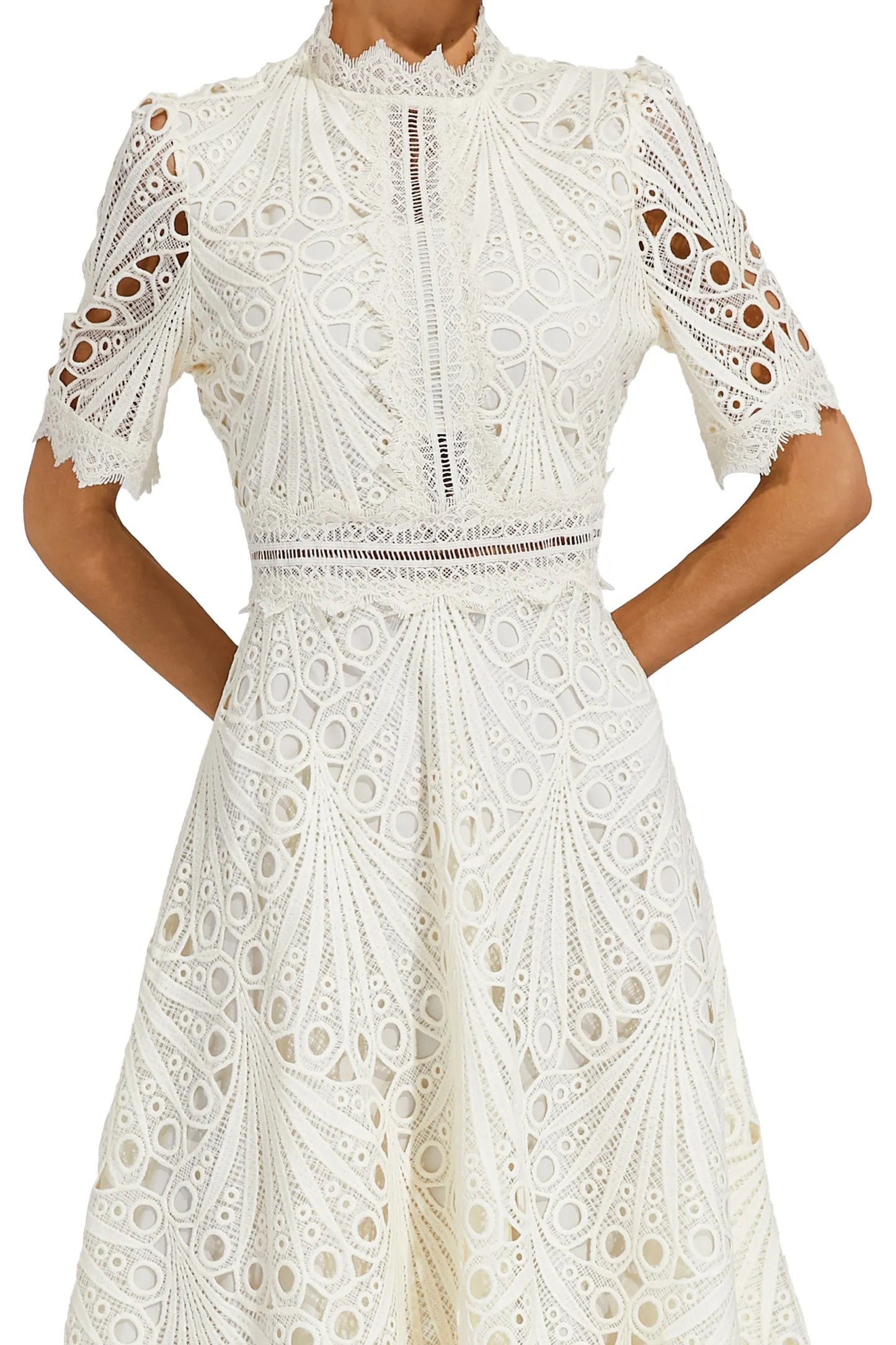 Pierre - Mid-length dress with lace and elegance