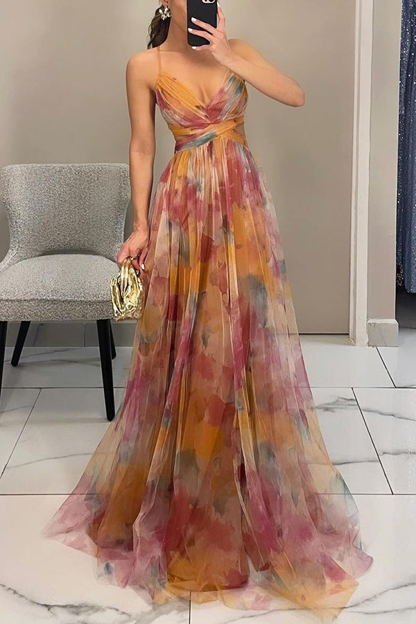 Alina – Robe longue avec décolleté en V pour les invités de mariage