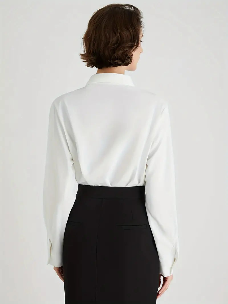 Reamina - Blouse femme haut de gamme avec col asymétrique