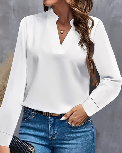 Shania - Elegant and loose blouse with V-neck for women