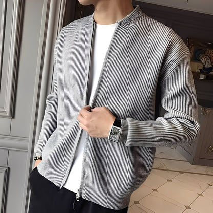 Damon - Herrenpullover mit Reißverschluss im Vintage-Strickstil