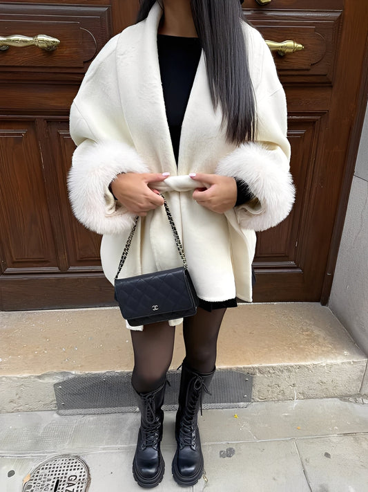 Armani - Manteau long, chic et élégant avec fourrure pour femmes