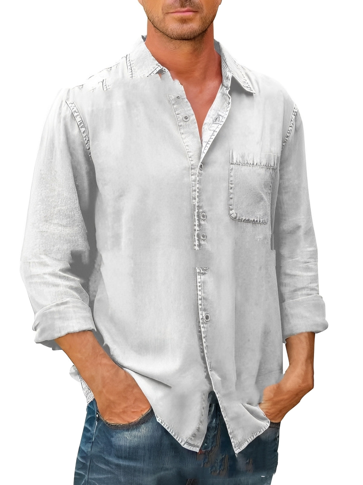 Alfie - Chemise vieillie à manches longues