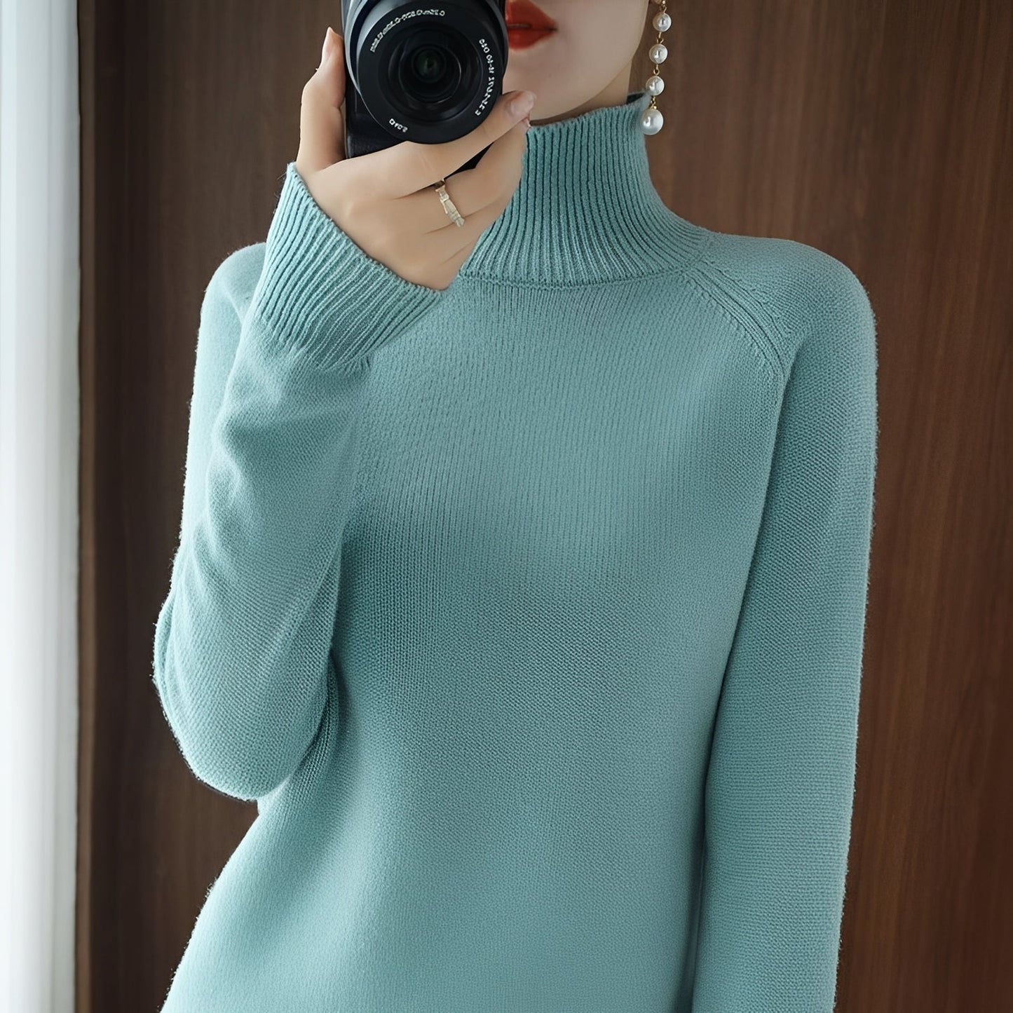 Rachel - Sweater for women with elegant turtleneck collar