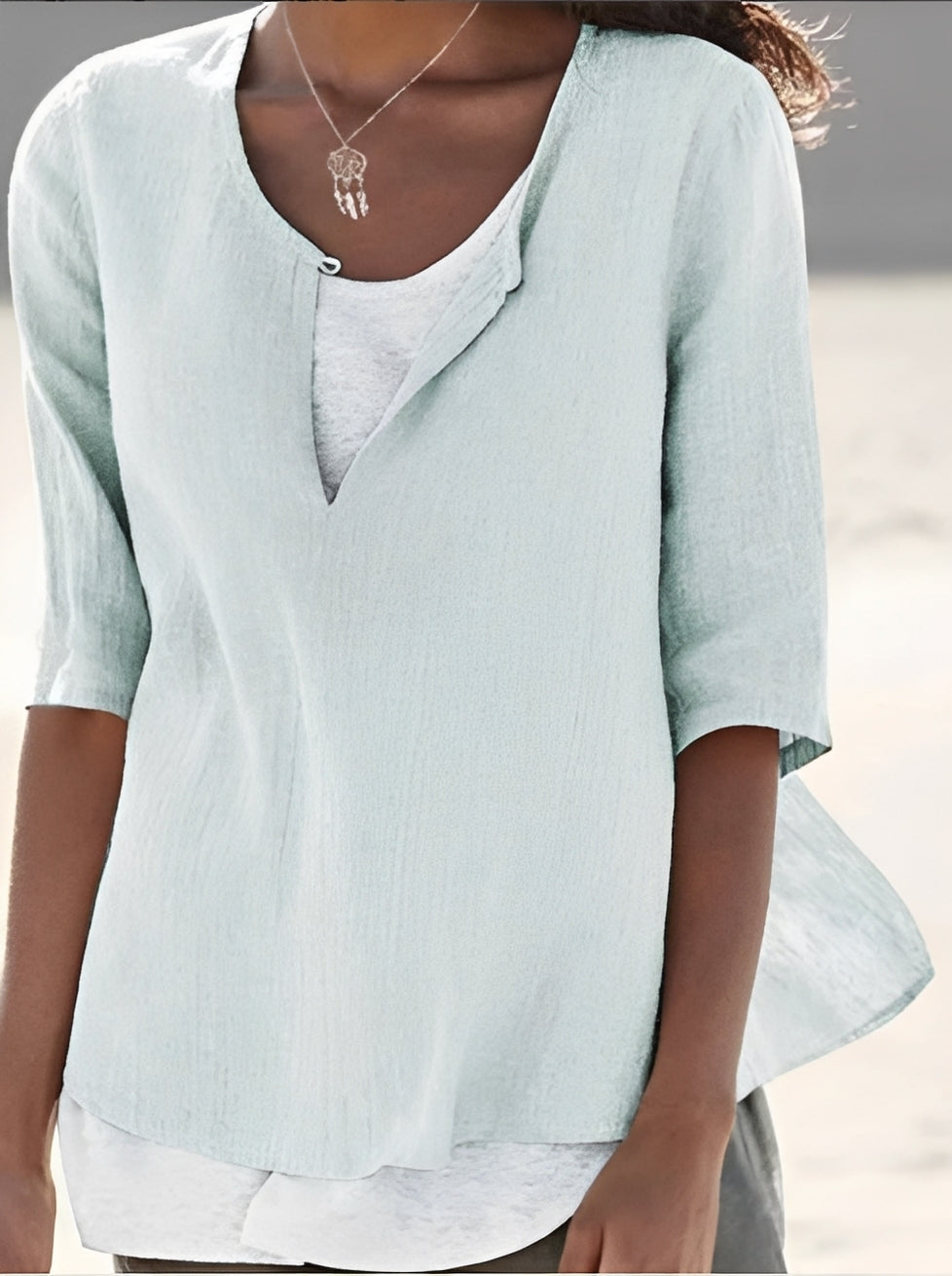 Charlie - Chemise ample décontractée à manches 3/4 pour femmes