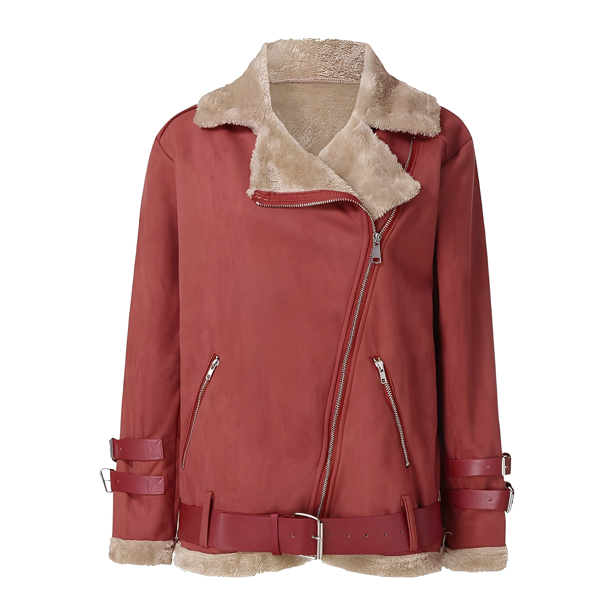 Jessie - Blouson Biker en laine chaude avec zip pour femmes