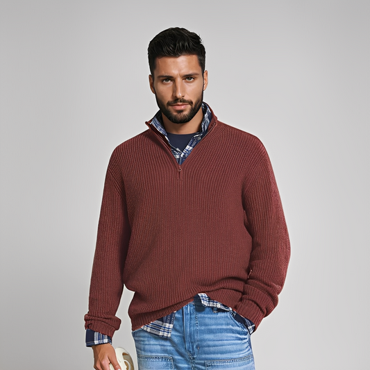 Drix - Warmer und bequemer Herrenpullover mit halbem Reißverschluss