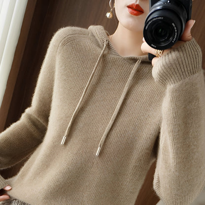 Bonnie - Hoodie moderne en laine tricotée pour femmes