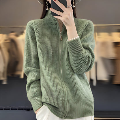 Margaret - Cardigan en laine avec fermeture éclair pour femmes