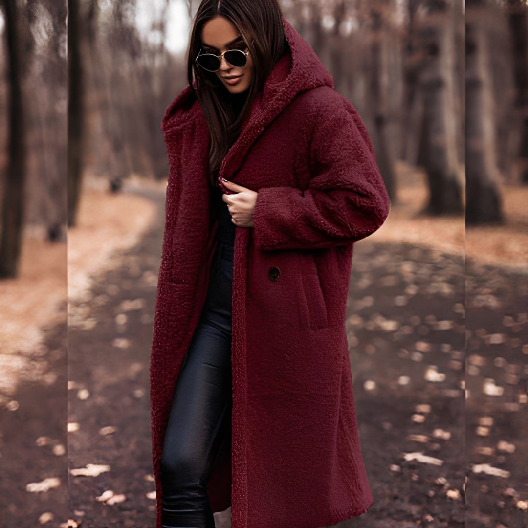 Lucette - Winter coat with hood in imitation fur for women