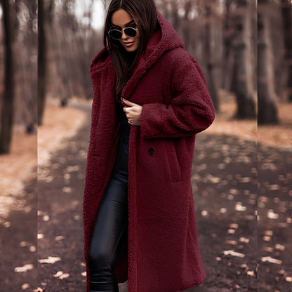 Lucette - Winter coat with hood in imitation fur for women