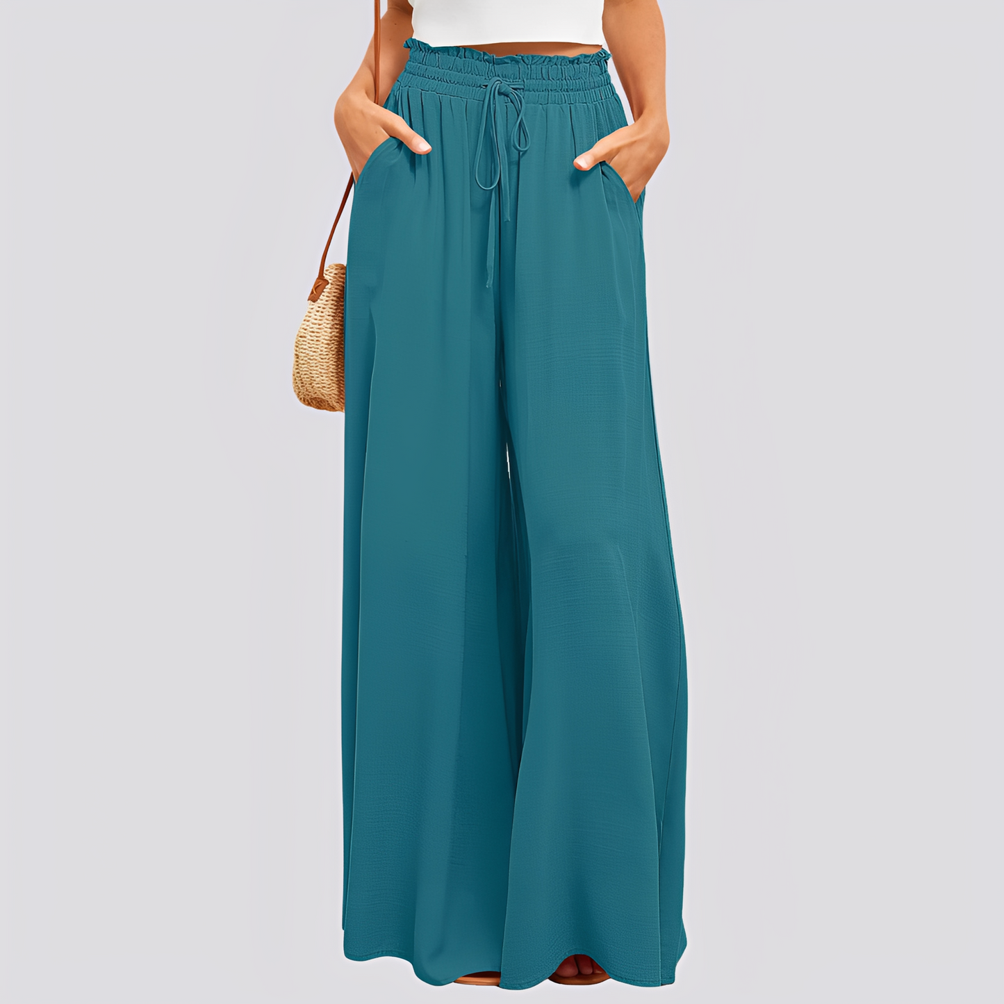 Veronica - Pantalon décontracté, coupe ample à jambe large pour femmes