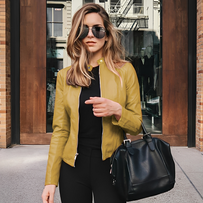 Lysiane - Elegante Winterjacke aus Leder für Damen