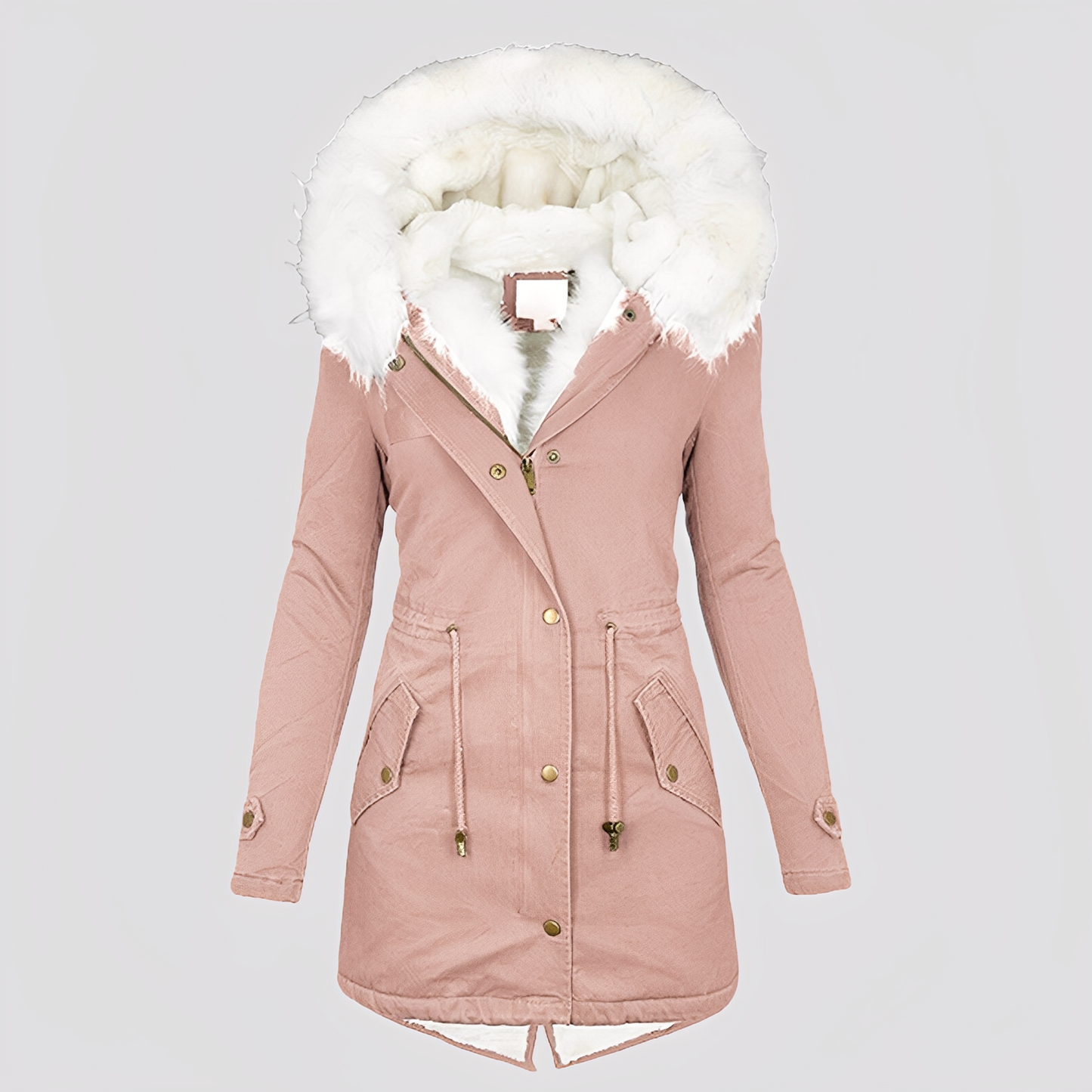 Ashley - Elegant hooded coat with fur collar for women