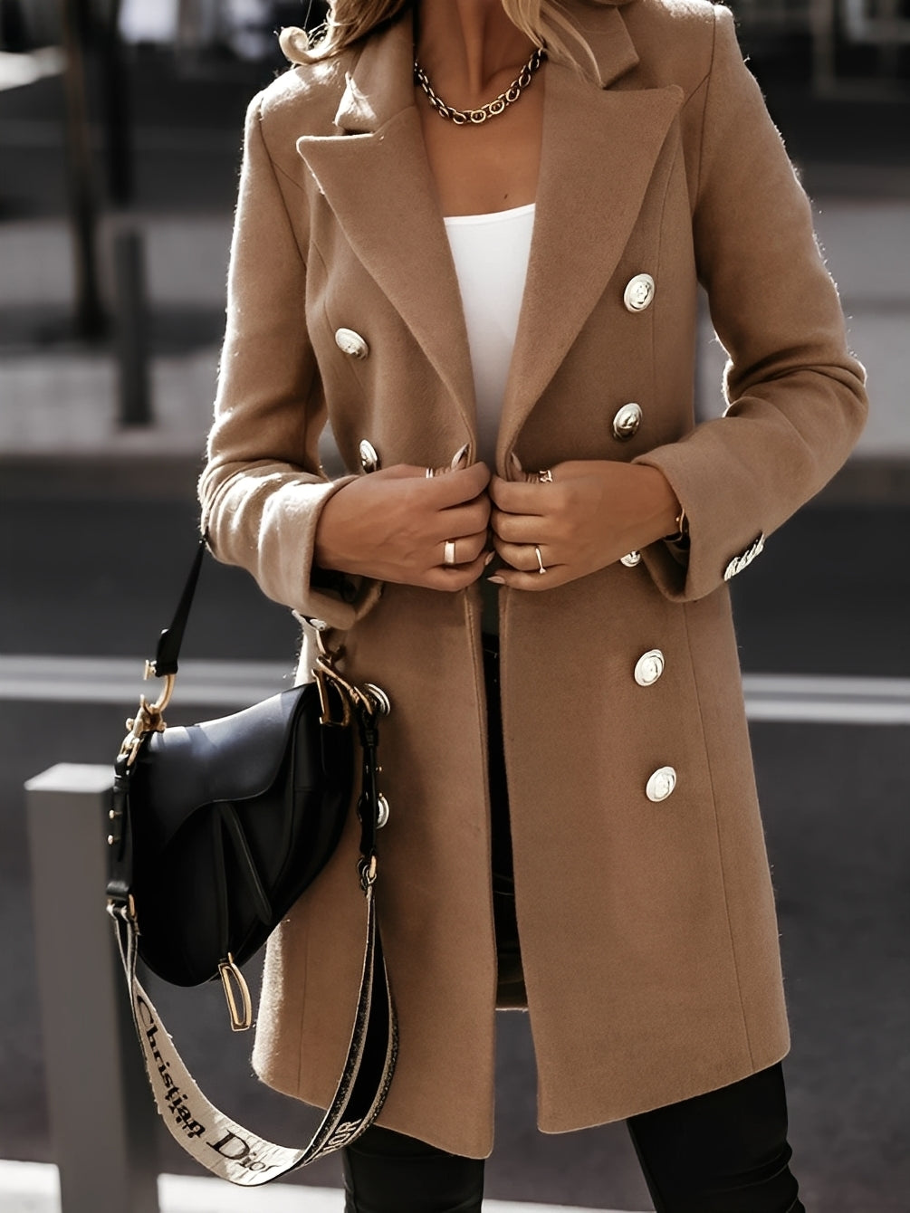 Amanda - Manteau en laine élégant à double boutonnage pour femmes