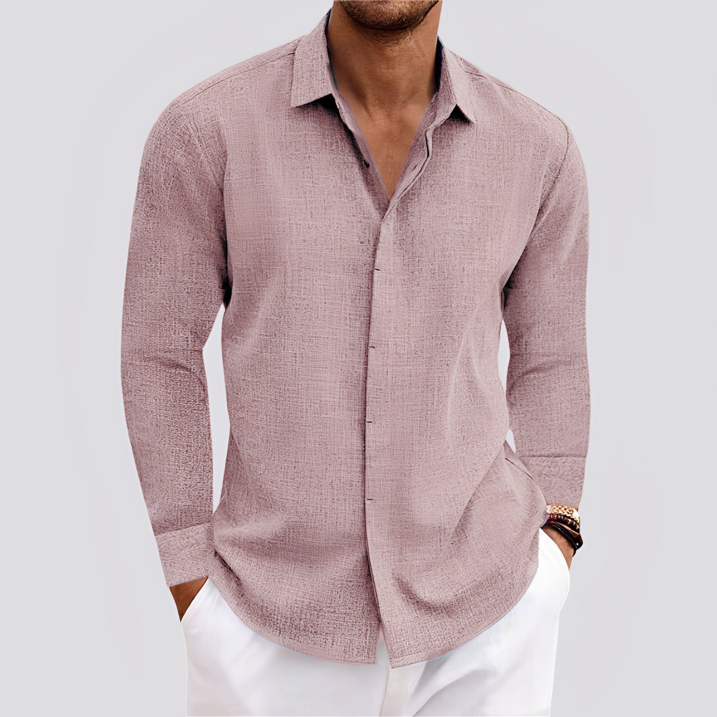 Felix - Chemise en lin à manches longues pour hommes