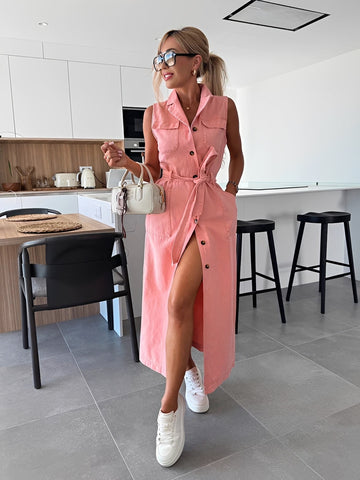 Steph - Robe midi en jean chic