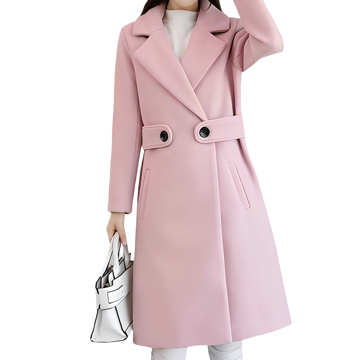Kaylie - Elegant wool coat above the knee for women