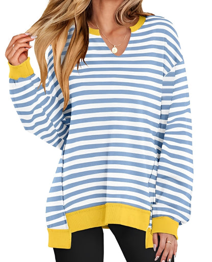 Maggie - Casual striped sweater with V-neck for women