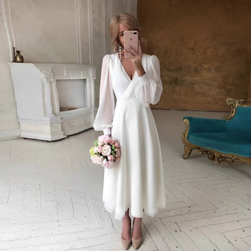Carla - Robe longue élégante et fluide à manches longues pour femmes