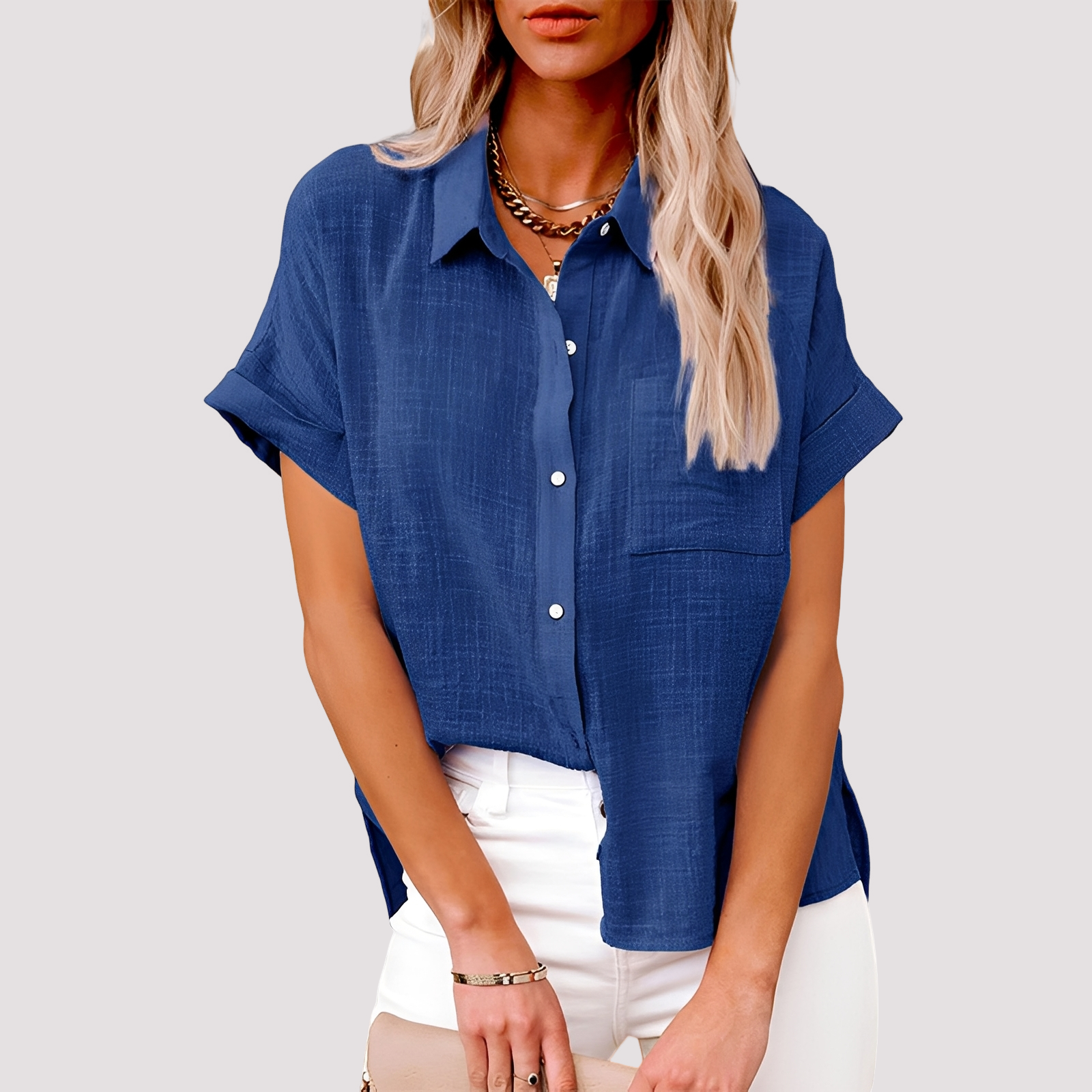 Josie - Blouse à manches courtes ample avec poche pour femmes