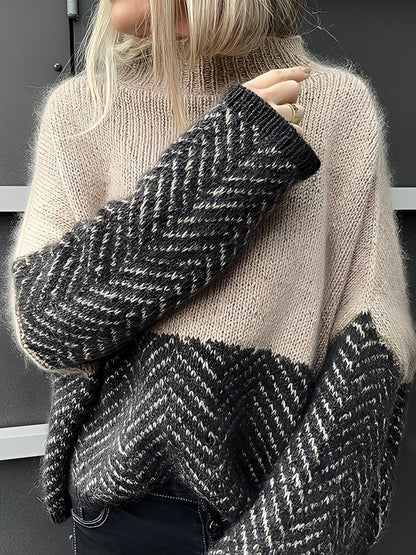 Giselle - Pull femme tendance au col roulé coloré