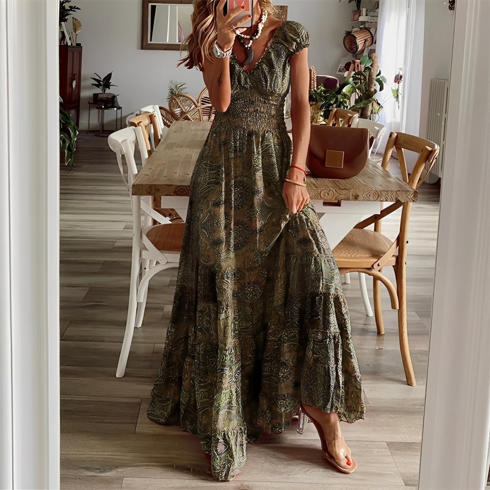 Christina - Robe maxi style bohème à motif floral pour femmes