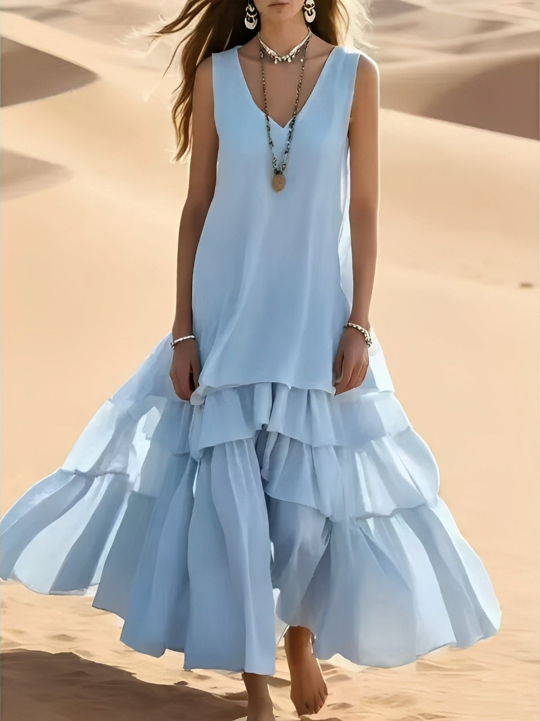 Mollie - Robe maxi décontractée à ourlet large pour femmes