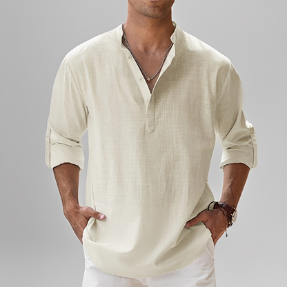 Ezriel - Bequemes Hemd mit halber Knopfleiste für Herren