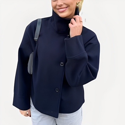 Carolyn - Manteau en laine élégant avec boutonnage simple pour femmes