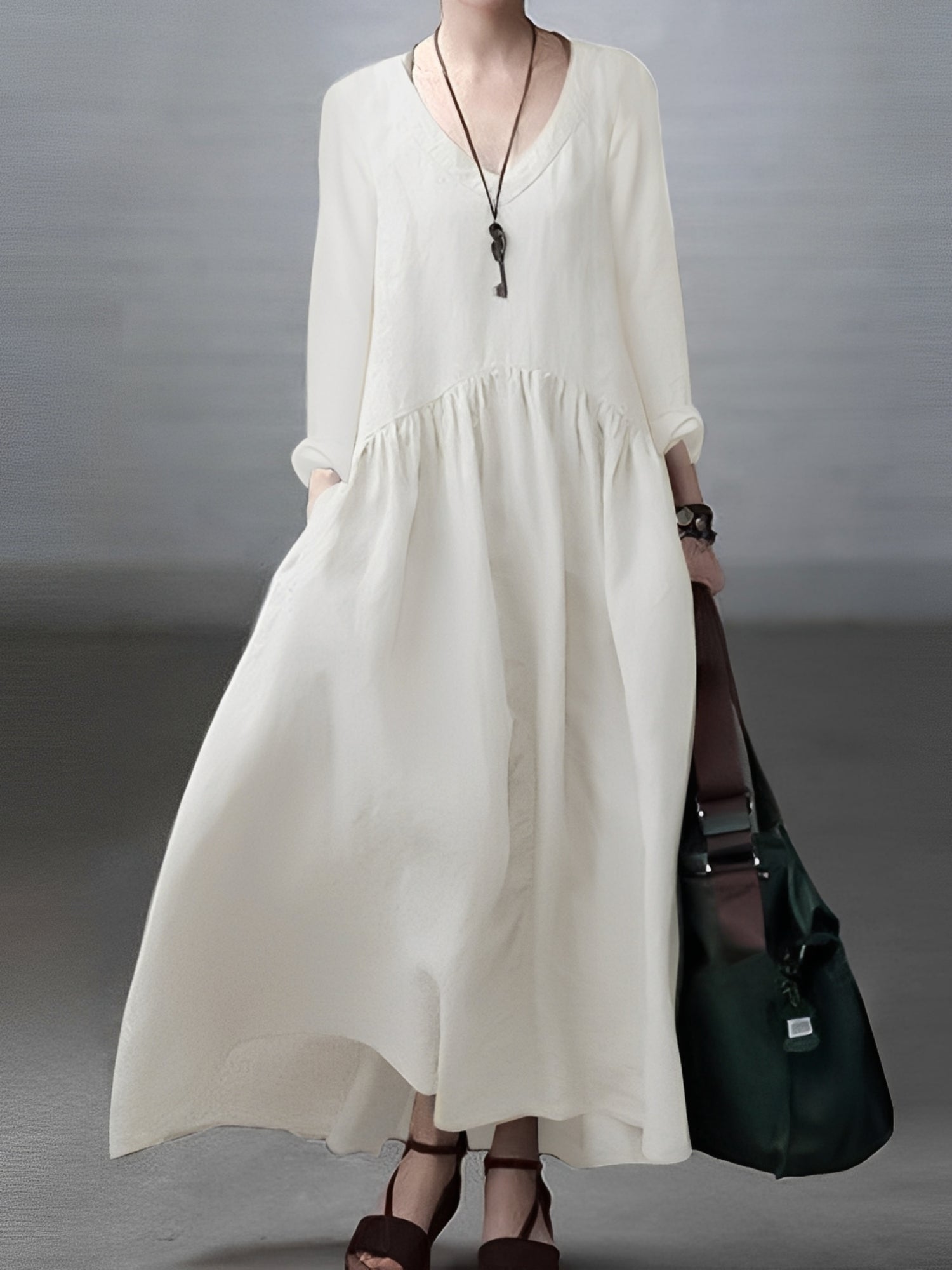 Lindy - Robe ample et décontractée avec col V pour femmes