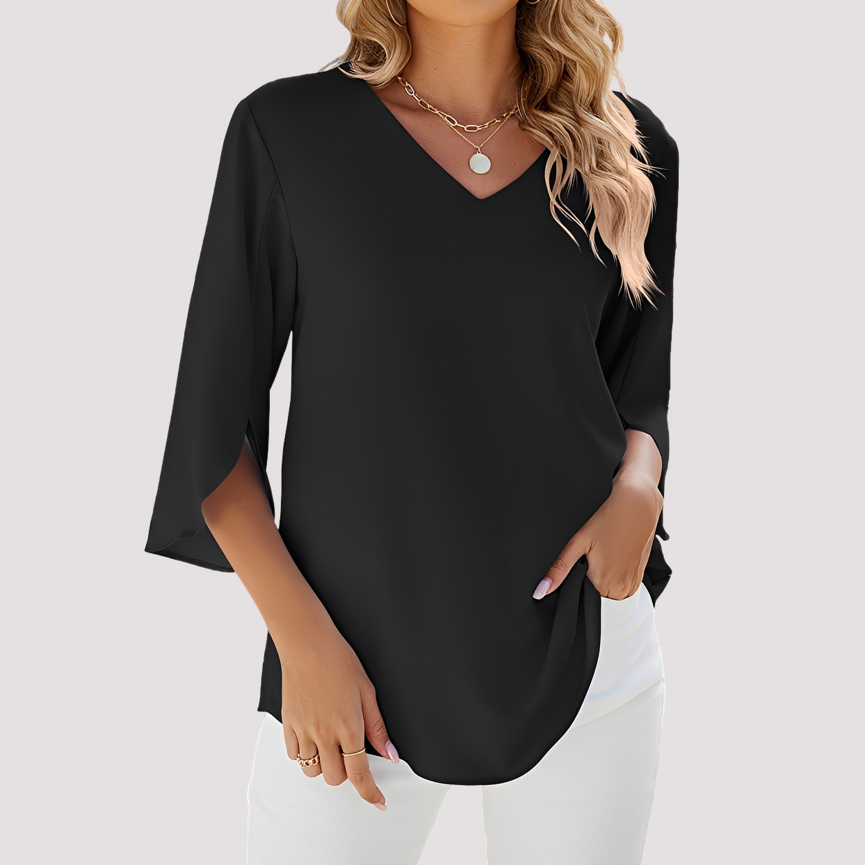 Vanessa - Blouse élégante avec col en V pour femmes