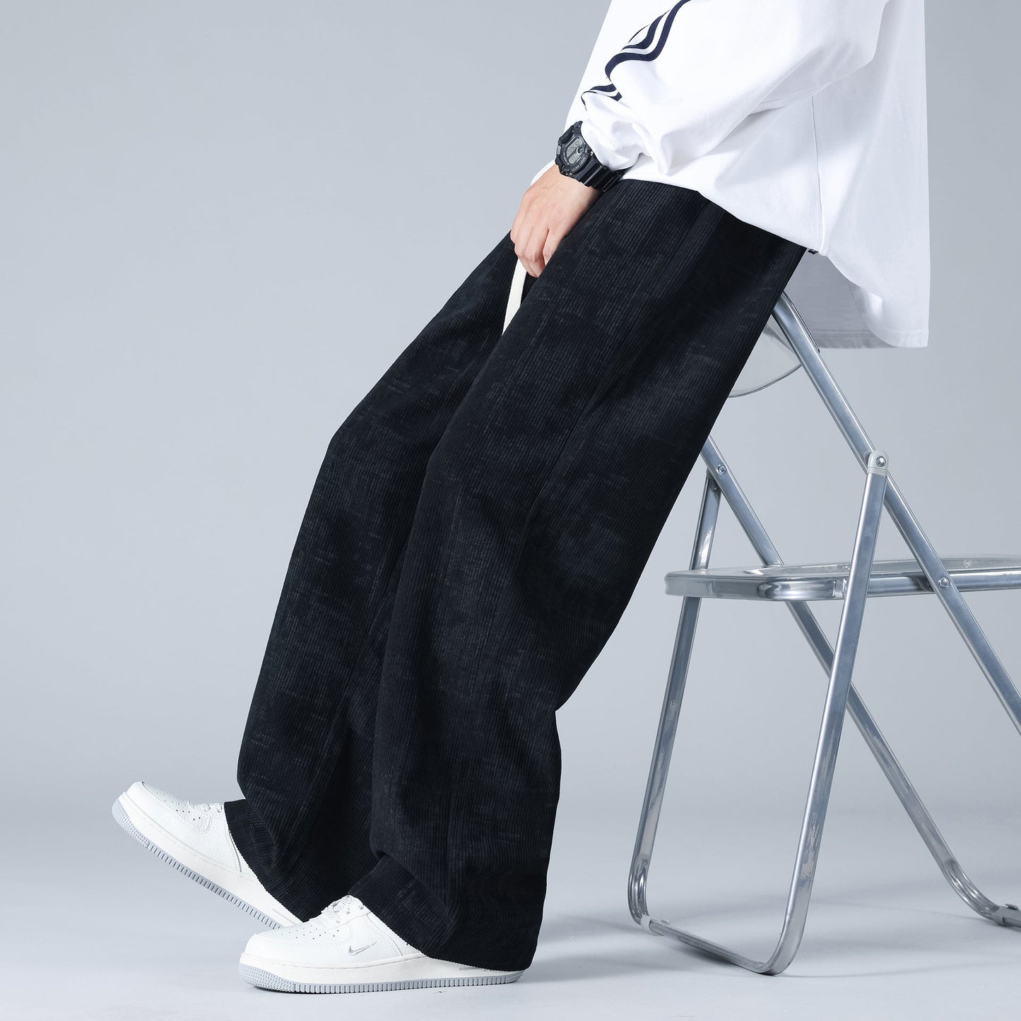 Larry - Pantalon de jogging en velours côtelé chic et spacieux pour hommes