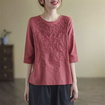 Amelia - Blouses élégantes brodées à manches mi-longues pour femmes