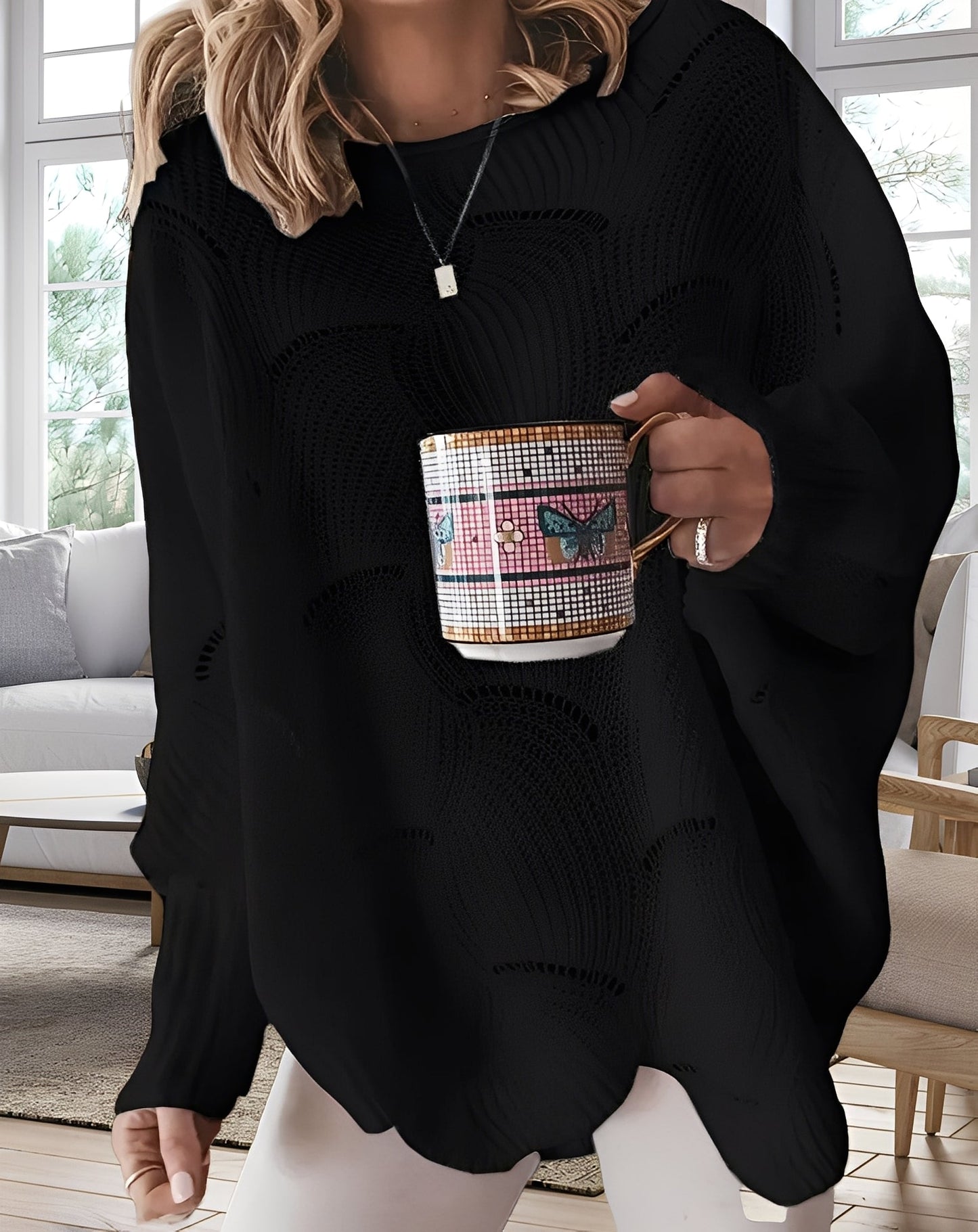 Kassandra - Pull chic pour femmes avec détails ajourés