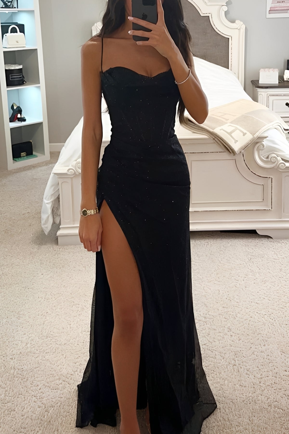 Annalise - Robe longue élégante avec sequins et fente pour femmes