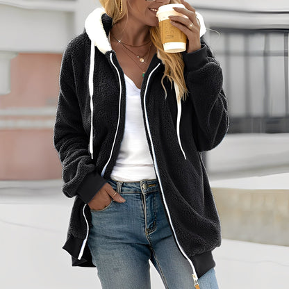 Rheanna - Doux manteau en polaire à capuche pour femmes