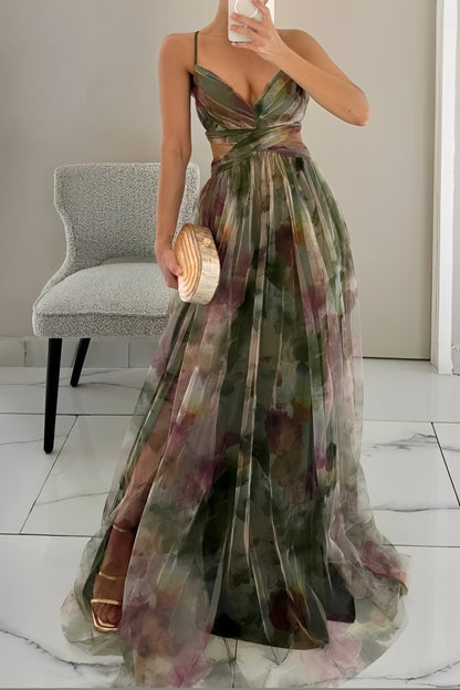 Olivia - Robe longue élégante à motif floral pour femmes