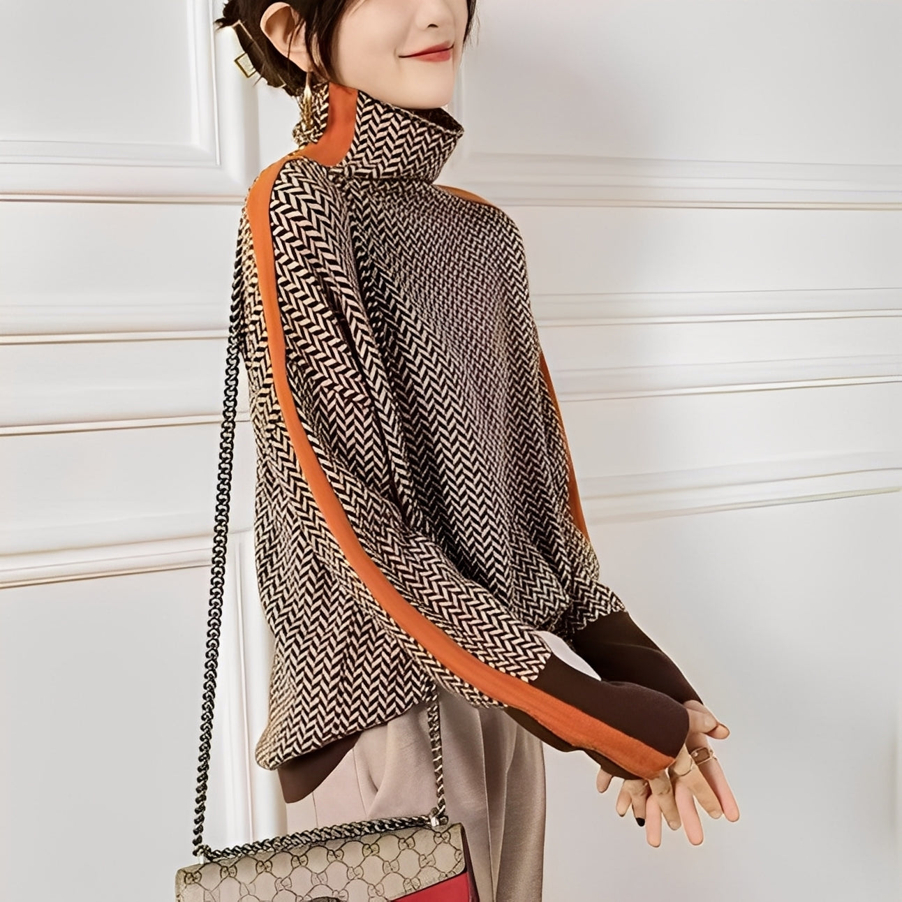Roxanna - Pull large et simple à rayures pour femmes